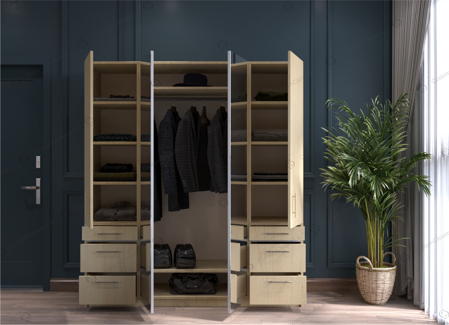 Wardrobe 4 doors 6 drawers