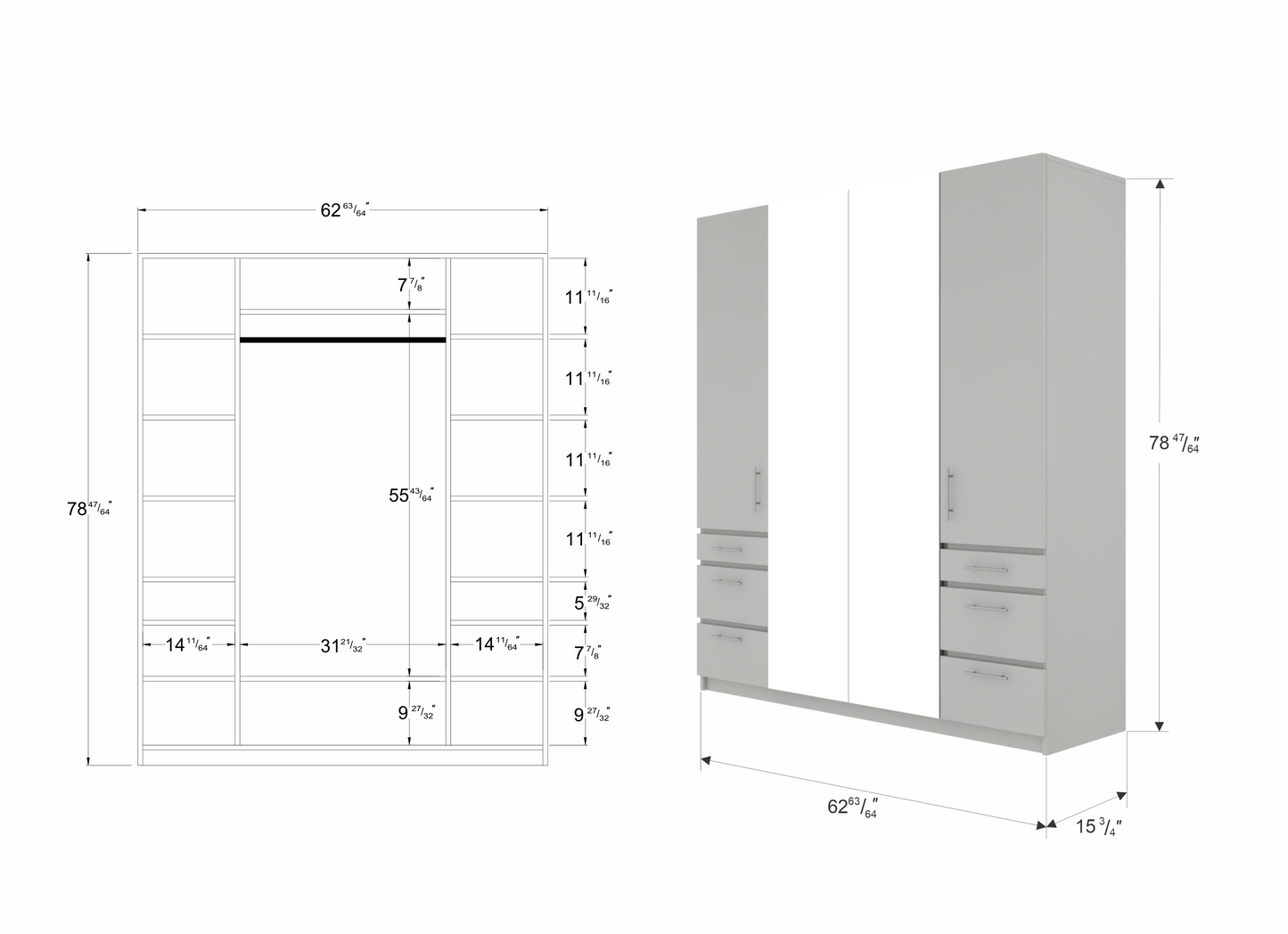 Wardrobe 4 doors 6 drawers