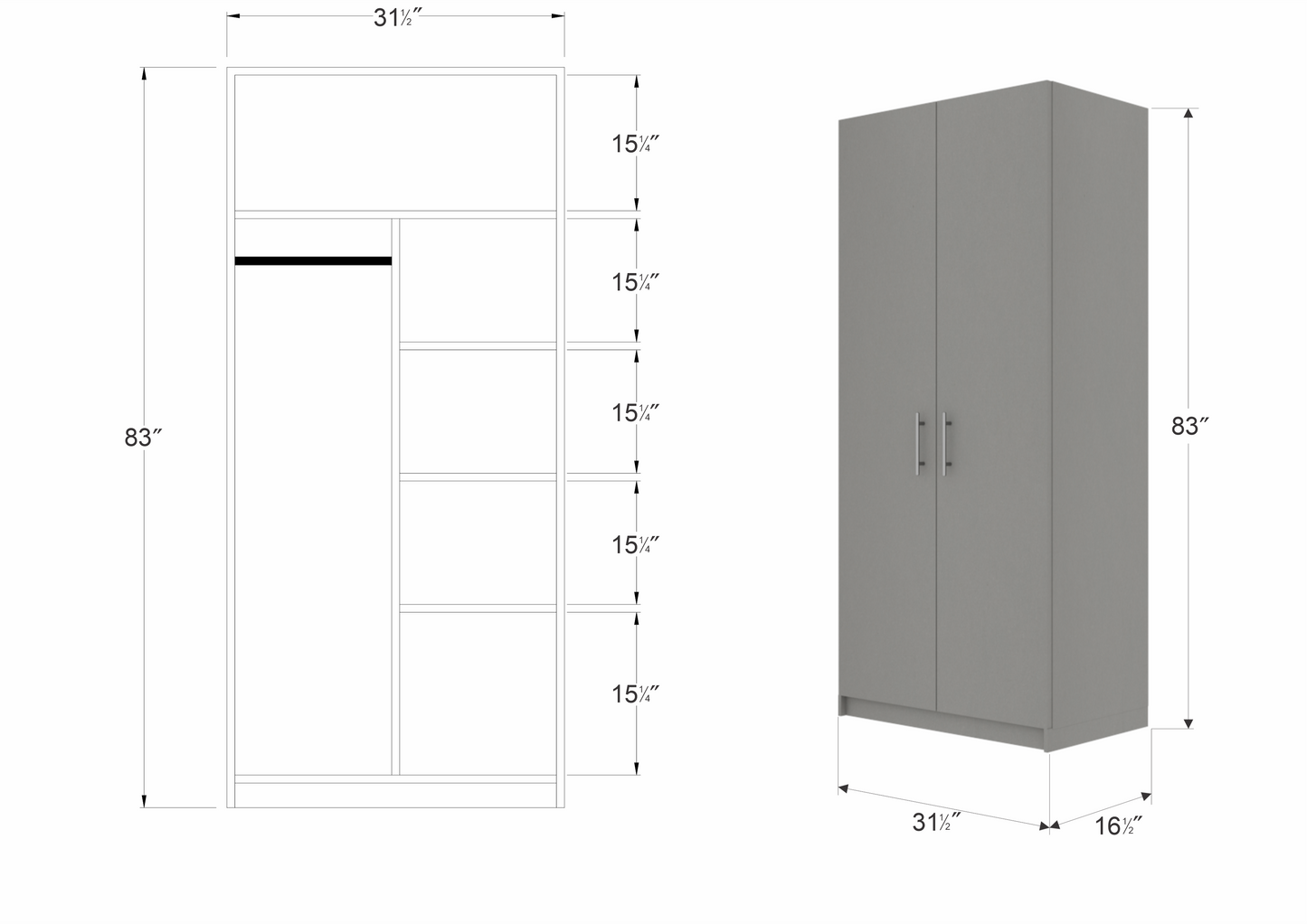 Wardrobe with 2 doors